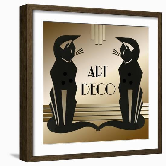 Art Deco Cats 1-Art Deco Designs-Framed Giclee Print