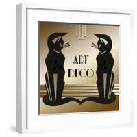 Art Deco Cats 1-Art Deco Designs-Framed Giclee Print