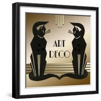 Art Deco Cats 1-Art Deco Designs-Framed Giclee Print