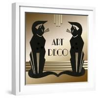 Art Deco Cats 1-Art Deco Designs-Framed Giclee Print