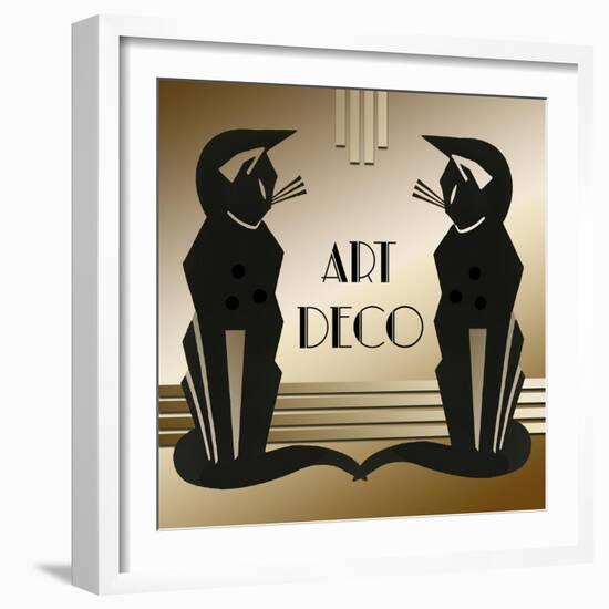 Art Deco Cats 1-Art Deco Designs-Framed Giclee Print