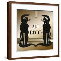 Art Deco Cats 1-Art Deco Designs-Framed Giclee Print