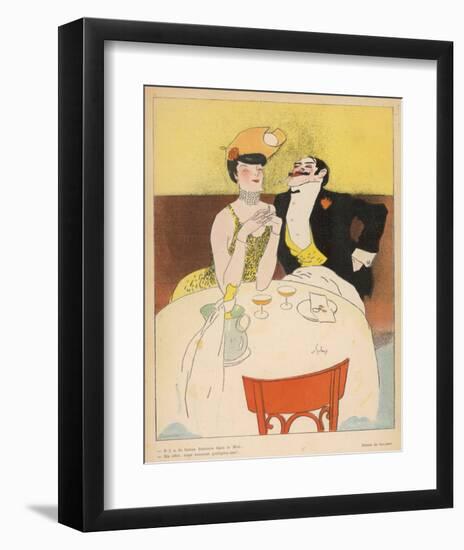 Art Deco Couple Fine Dining-null-Framed Art Print