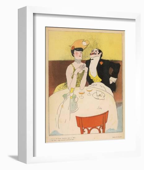 Art Deco Couple Fine Dining-null-Framed Art Print