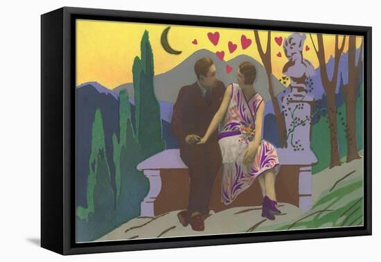 Art Deco Couple with Hearts-null-Framed Stretched Canvas