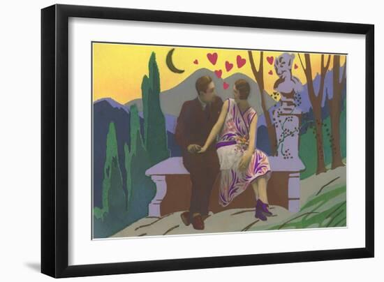 Art Deco Couple with Hearts-null-Framed Art Print