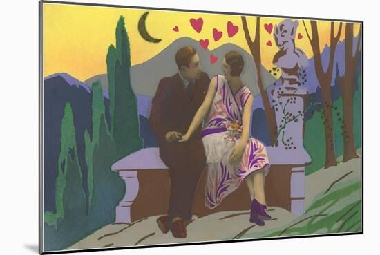 Art Deco Couple with Hearts-null-Mounted Art Print