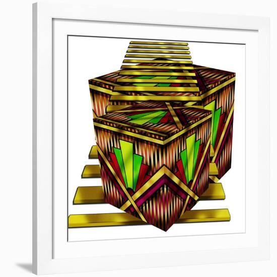 Art Deco Cubes 2-Art Deco Designs-Framed Giclee Print