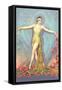 Art Deco Dancer with Poppies-null-Framed Stretched Canvas