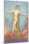 Art Deco Dancer with Poppies-null-Mounted Art Print