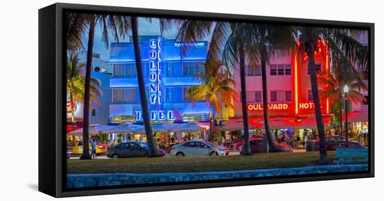 Art Deco District, Ocean Drive, South Beach, Miami Beach, Miami, Florida, USA-Gavin Hellier-Framed Stretched Canvas
