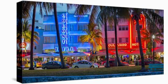 Art Deco District, Ocean Drive, South Beach, Miami Beach, Miami, Florida, USA-Gavin Hellier-Stretched Canvas