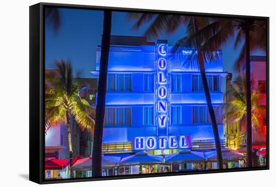 Art Deco District, Ocean Drive, South Beach, Miami Beach, Miami, Florida, USA-Gavin Hellier-Framed Stretched Canvas