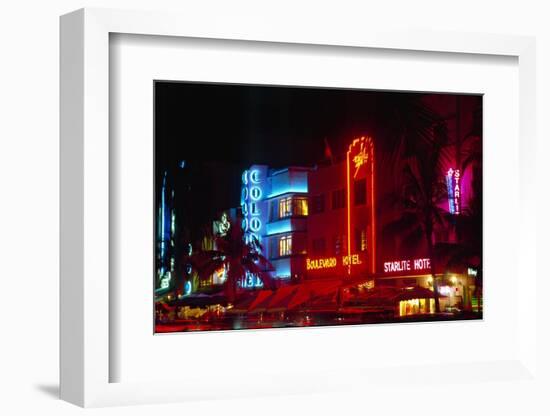 Art Deco District, South Beach, Miami-George Oze-Framed Photographic Print