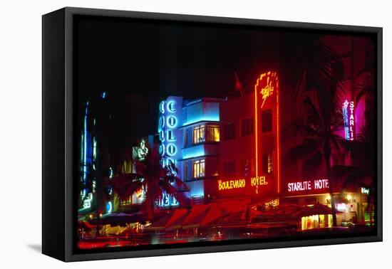 Art Deco District, South Beach, Miami-George Oze-Framed Stretched Canvas