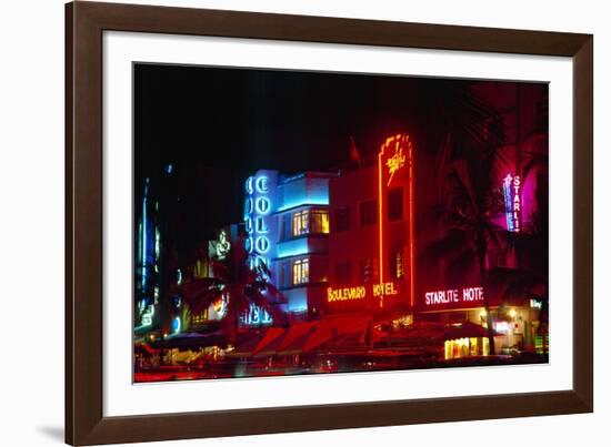 Art Deco District, South Beach, Miami-George Oze-Framed Photographic Print