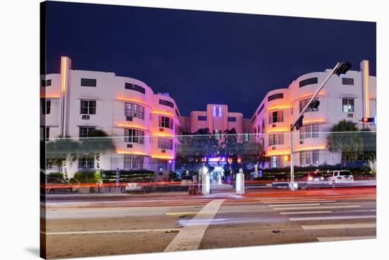 Art Deco Facades at Collins Avenue, Miami South Beach, Art Deco District, Florida, Usa-Axel Schmies-Stretched Canvas