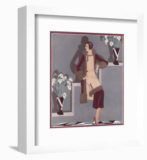 Art Deco Female and Flowers-null-Framed Giclee Print