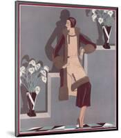 Art Deco Female and Flowers-null-Mounted Giclee Print