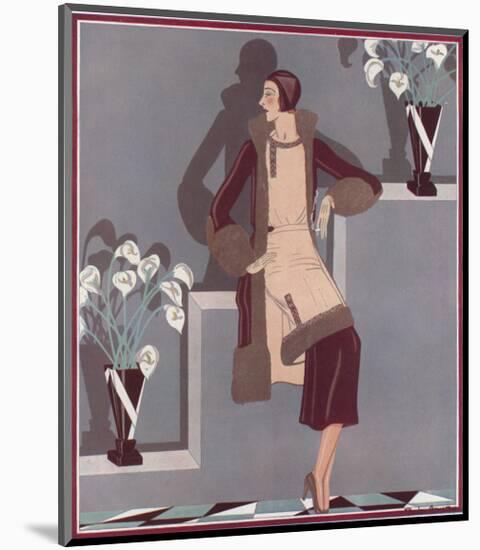 Art Deco Female and Flowers-null-Mounted Giclee Print