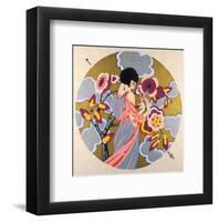 Art Deco Female in a Circle-null-Framed Giclee Print