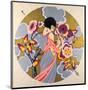 Art Deco Female in a Circle-null-Mounted Giclee Print