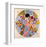 Art Deco Female in a Circle-null-Framed Art Print