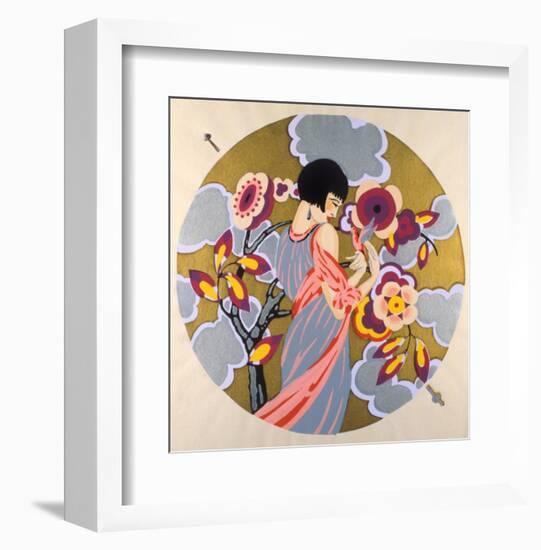 Art Deco Female in a Circle-null-Framed Art Print