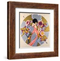 Art Deco Female in a Circle-null-Framed Art Print