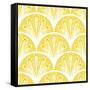 Art Deco Geometric Pattern in Bright Yellow-tukkki-Framed Stretched Canvas