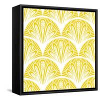 Art Deco Geometric Pattern in Bright Yellow-tukkki-Framed Stretched Canvas