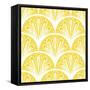 Art Deco Geometric Pattern in Bright Yellow-tukkki-Framed Stretched Canvas