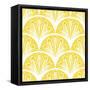 Art Deco Geometric Pattern in Bright Yellow-tukkki-Framed Stretched Canvas