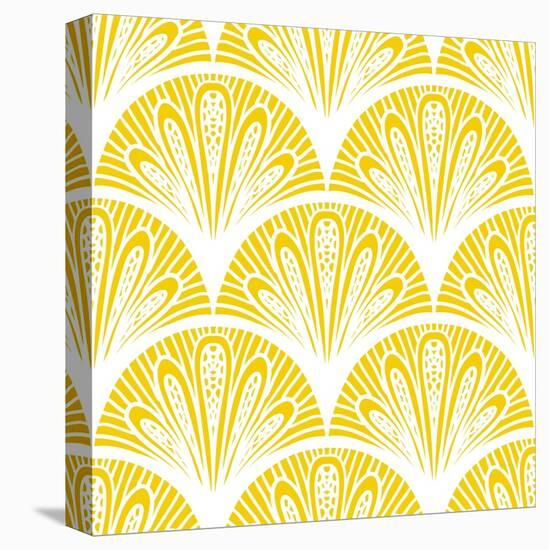 Art Deco Geometric Pattern in Bright Yellow-tukkki-Stretched Canvas