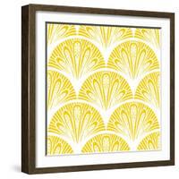 Art Deco Geometric Pattern in Bright Yellow-tukkki-Framed Art Print