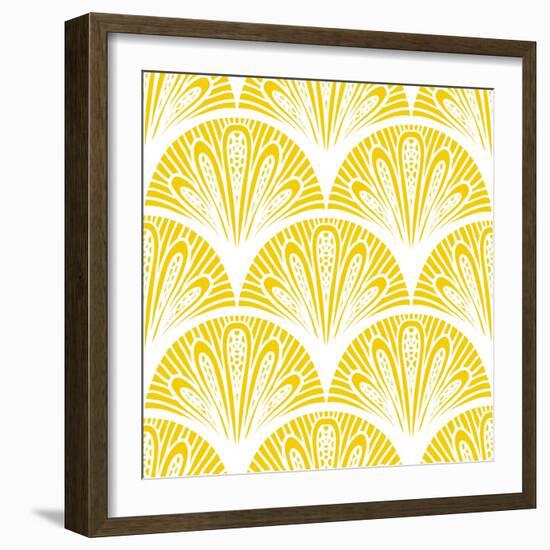 Art Deco Geometric Pattern in Bright Yellow-tukkki-Framed Art Print