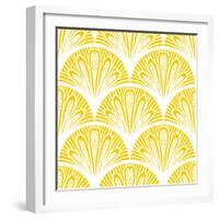 Art Deco Geometric Pattern in Bright Yellow-tukkki-Framed Art Print