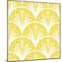 Art Deco Geometric Pattern in Bright Yellow-tukkki-Mounted Art Print