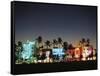 Art Deco Hotels at Dusk, Miami Beach, Florida, USA-Walter Bibikow-Framed Stretched Canvas