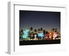 Art Deco Hotels at Dusk, Miami Beach, Florida, USA-Walter Bibikow-Framed Photographic Print