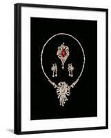 Art Deco Jewellery: Baguette Brooch Pendant, Cabochon Rscroll Brooch, Diamond Pendant Earrings-null-Framed Giclee Print