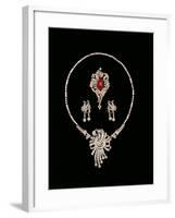 Art Deco Jewellery: Baguette Brooch Pendant, Cabochon Rscroll Brooch, Diamond Pendant Earrings-null-Framed Giclee Print