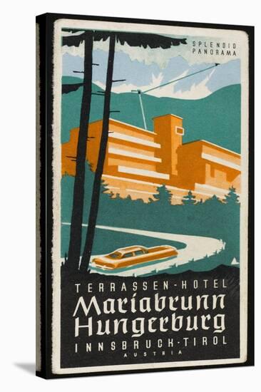 Art Deco Label Fron the Terrassen Hotel Mariabrunn Hungerberg Innsbruck Austria-null-Stretched Canvas