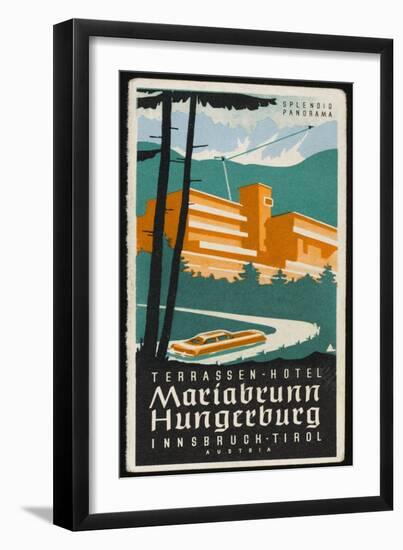 Art Deco Label Fron the Terrassen Hotel Mariabrunn Hungerberg Innsbruck Austria-null-Framed Art Print