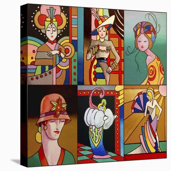 Art Deco Ladies 8-Howie Green-Stretched Canvas