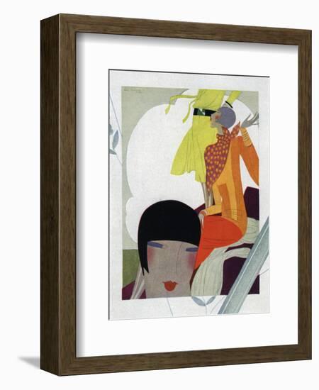 Art Deco Ladies Talking-null-Framed Giclee Print