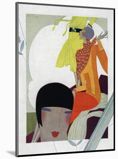 Art Deco Ladies Talking-null-Mounted Giclee Print