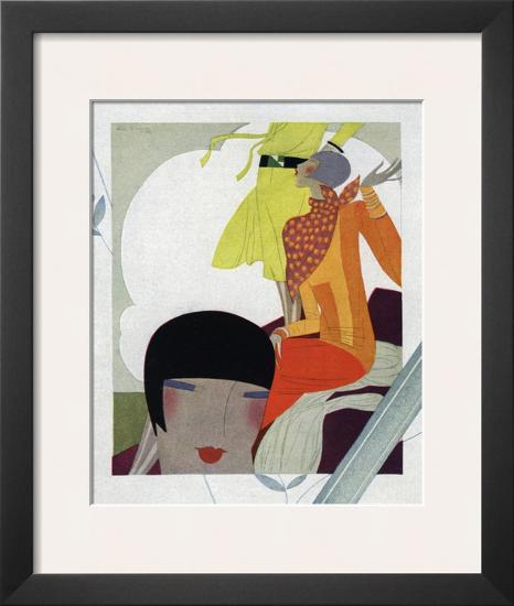 Art Deco Ladies Talking-null-Framed Art Print