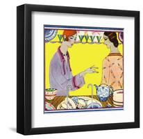 Art Deco Ladies Washing Up-null-Framed Art Print