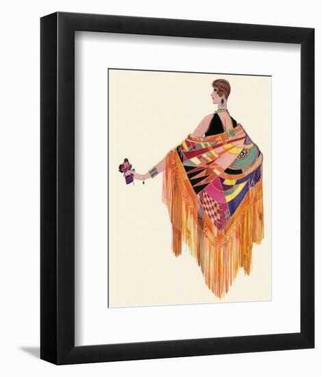 Art Deco Lady in a Colourful Dress-null-Framed Giclee Print